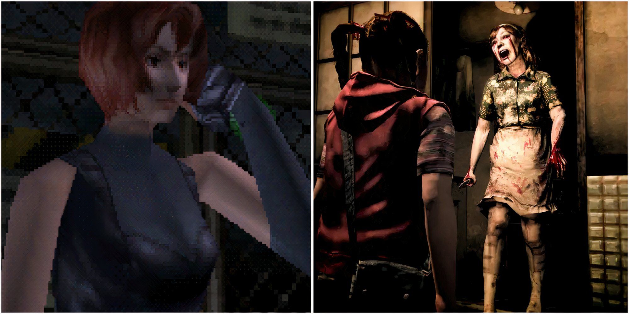 Regina in Dino Crisis and Facing a zombie in Siren Blood Curse