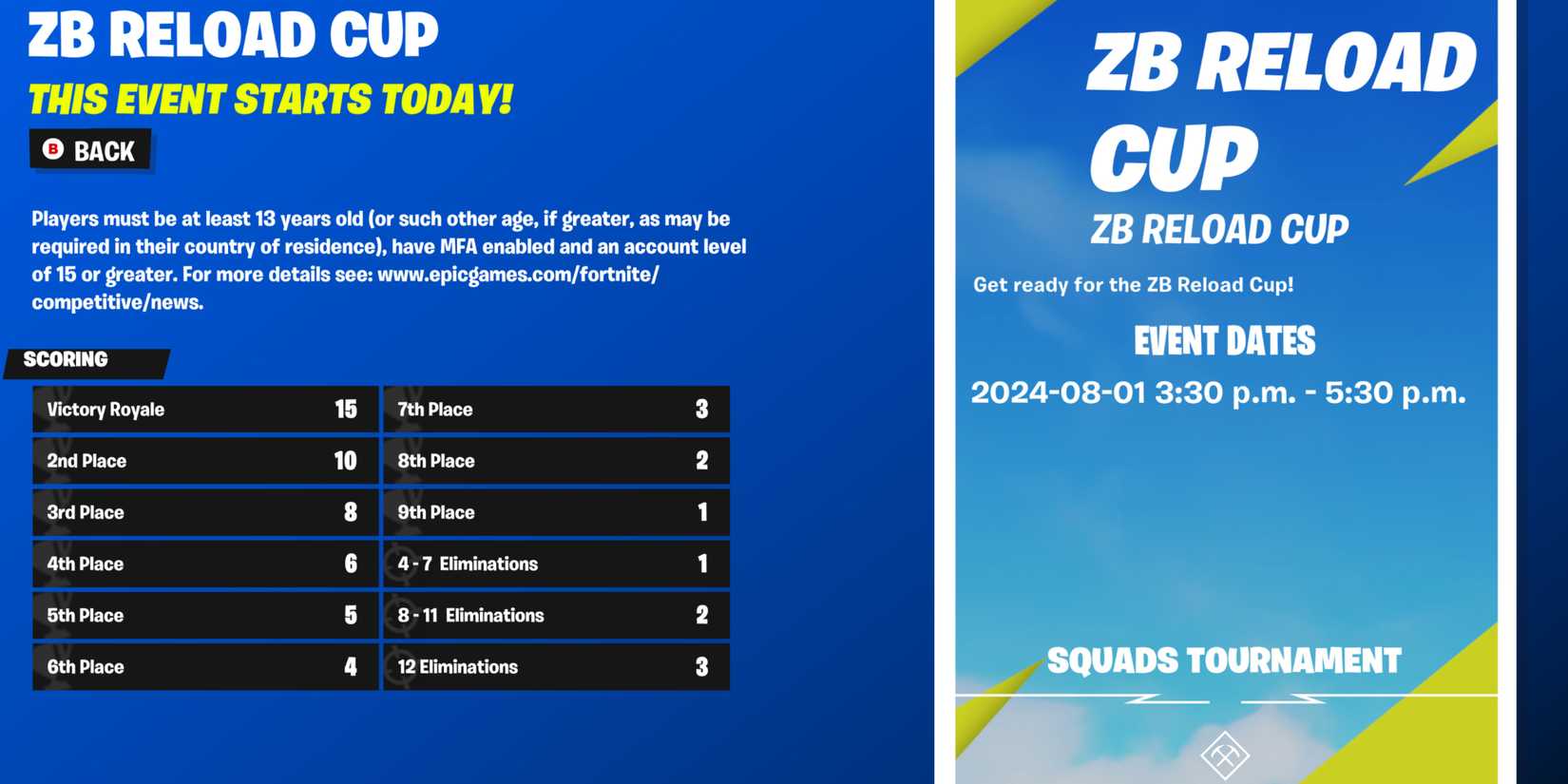 reload cup rules fortnite