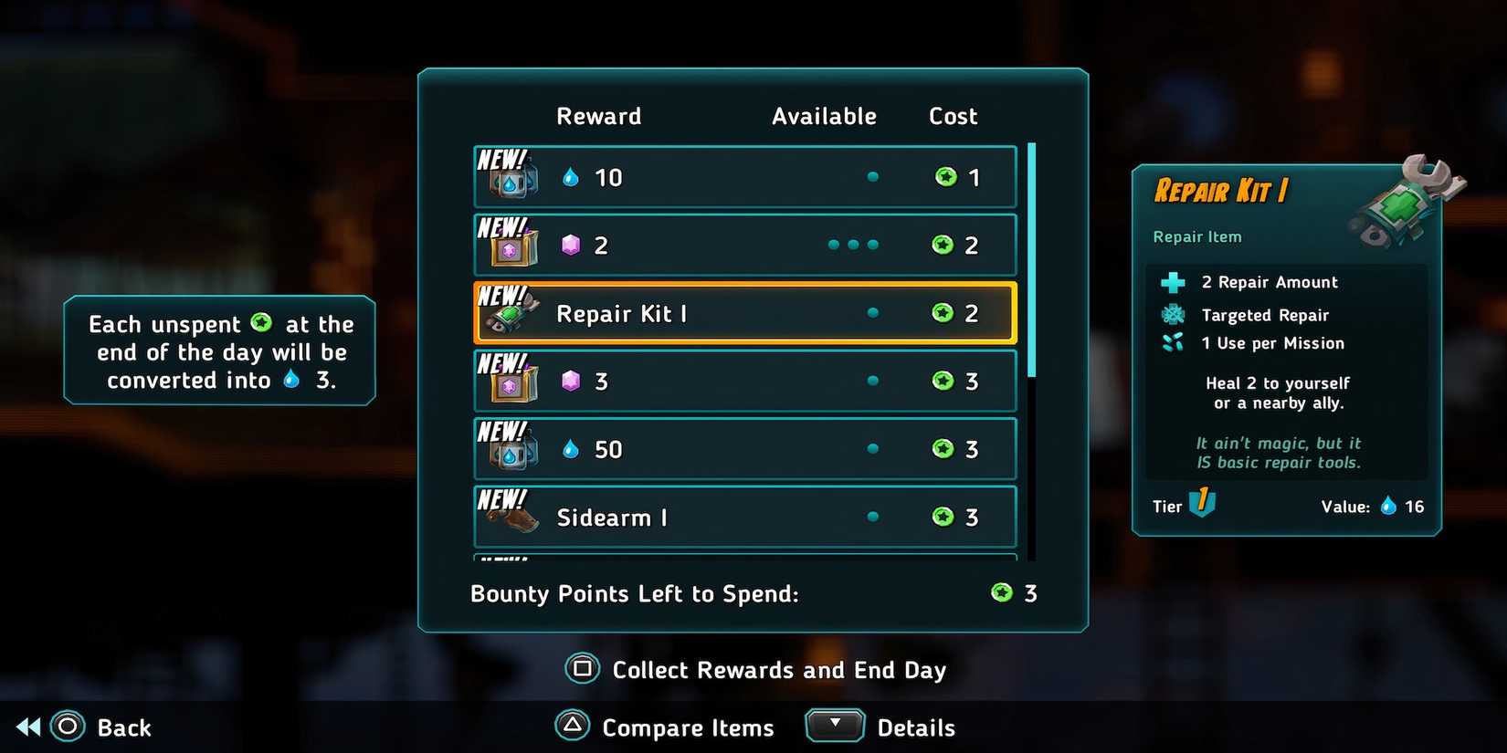 Repair Kit 1 bounty reward in SteamWorld Heist 2