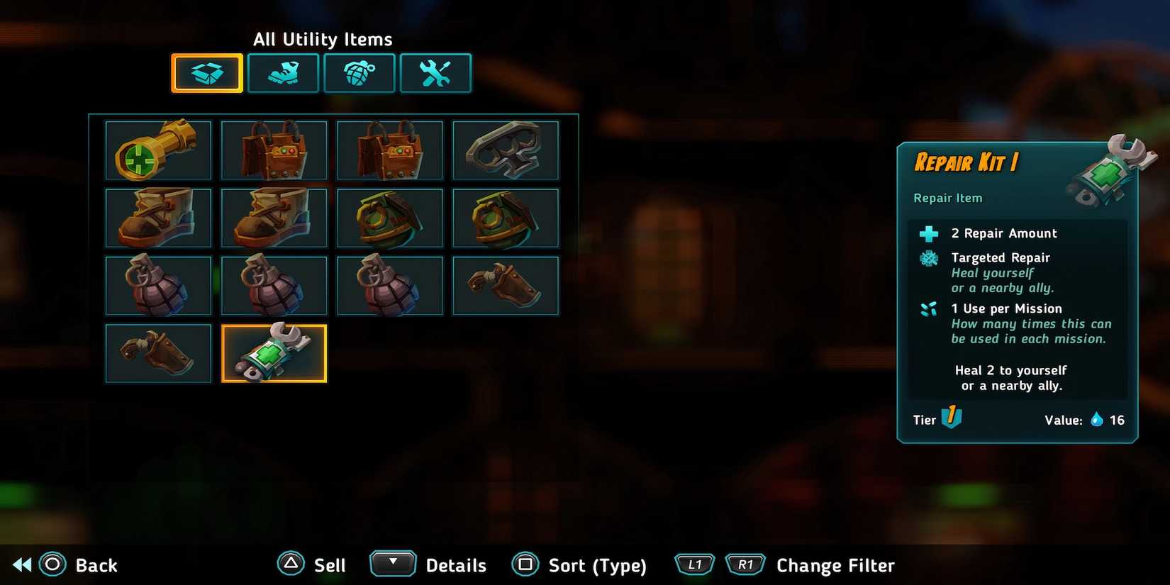Repair Kit 1 utility item in SteamWorld Heist 2