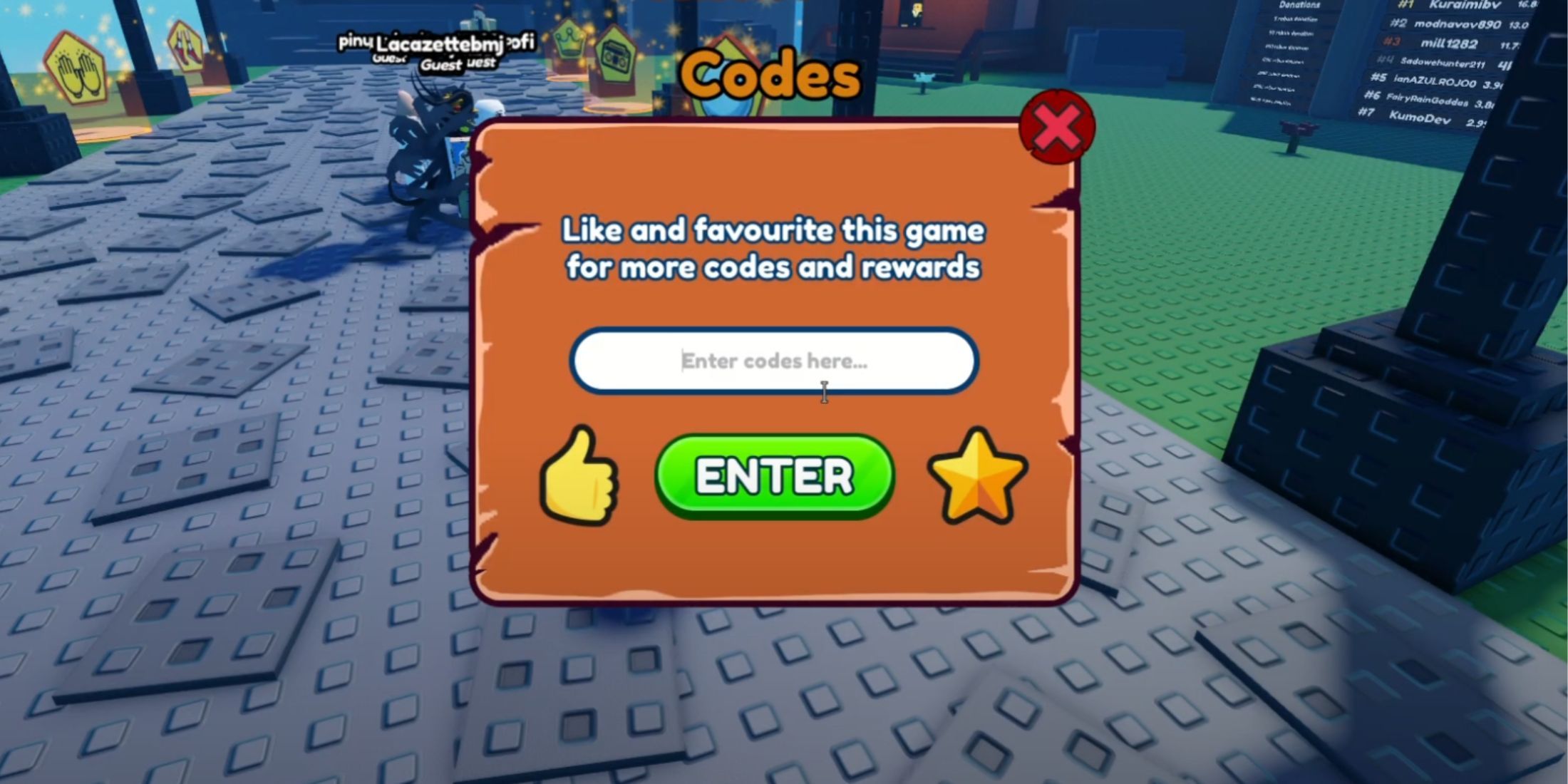 Ride a Friend - Codes tab