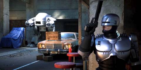 RoboCop encountering ED-209 in RoboCop: Rogue City