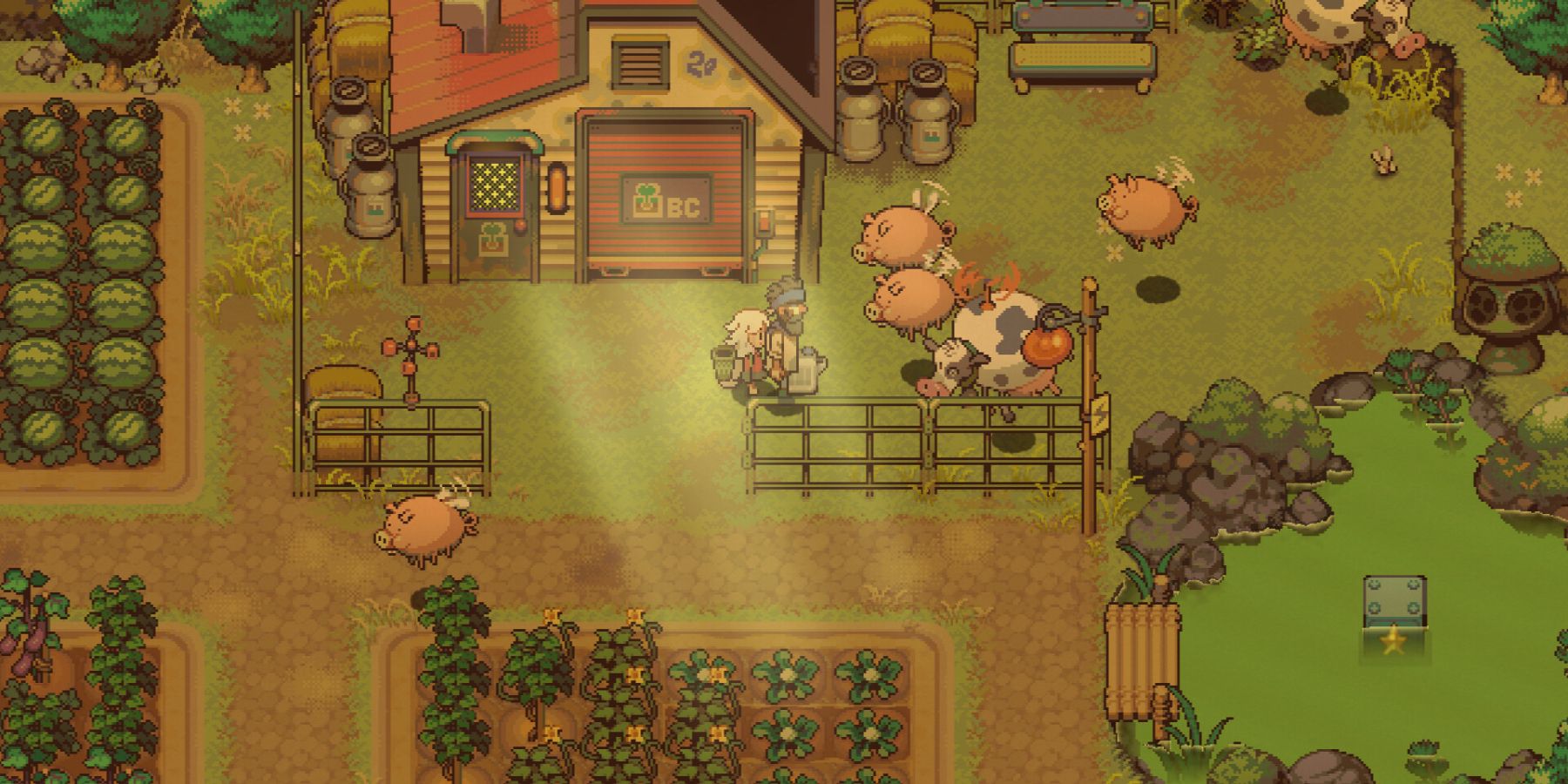 Sam and John in a farm in Eastward Octopia