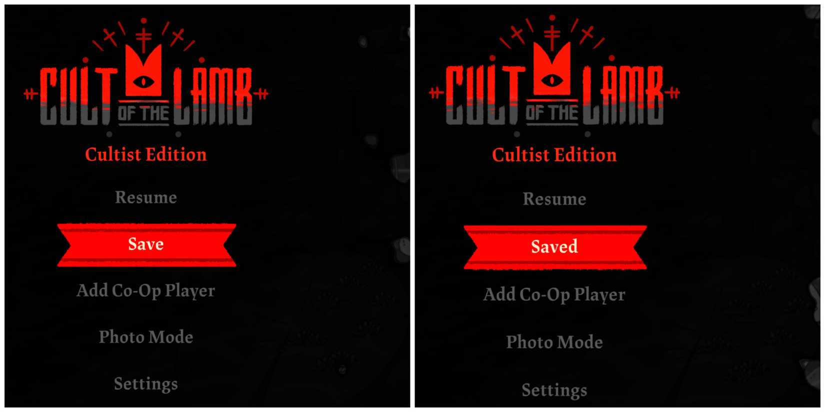 save options cult of the lamb