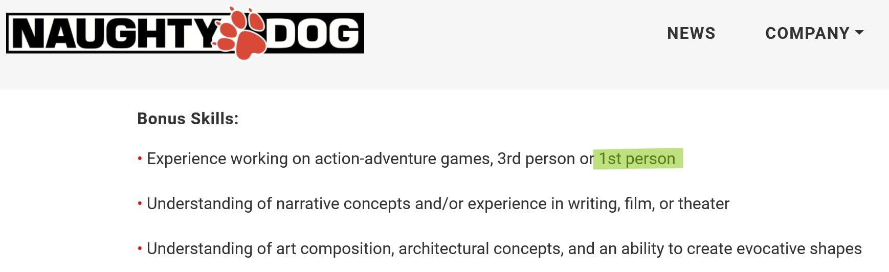 Rumor: Naughty Dog May Be Working on a First-Person Game