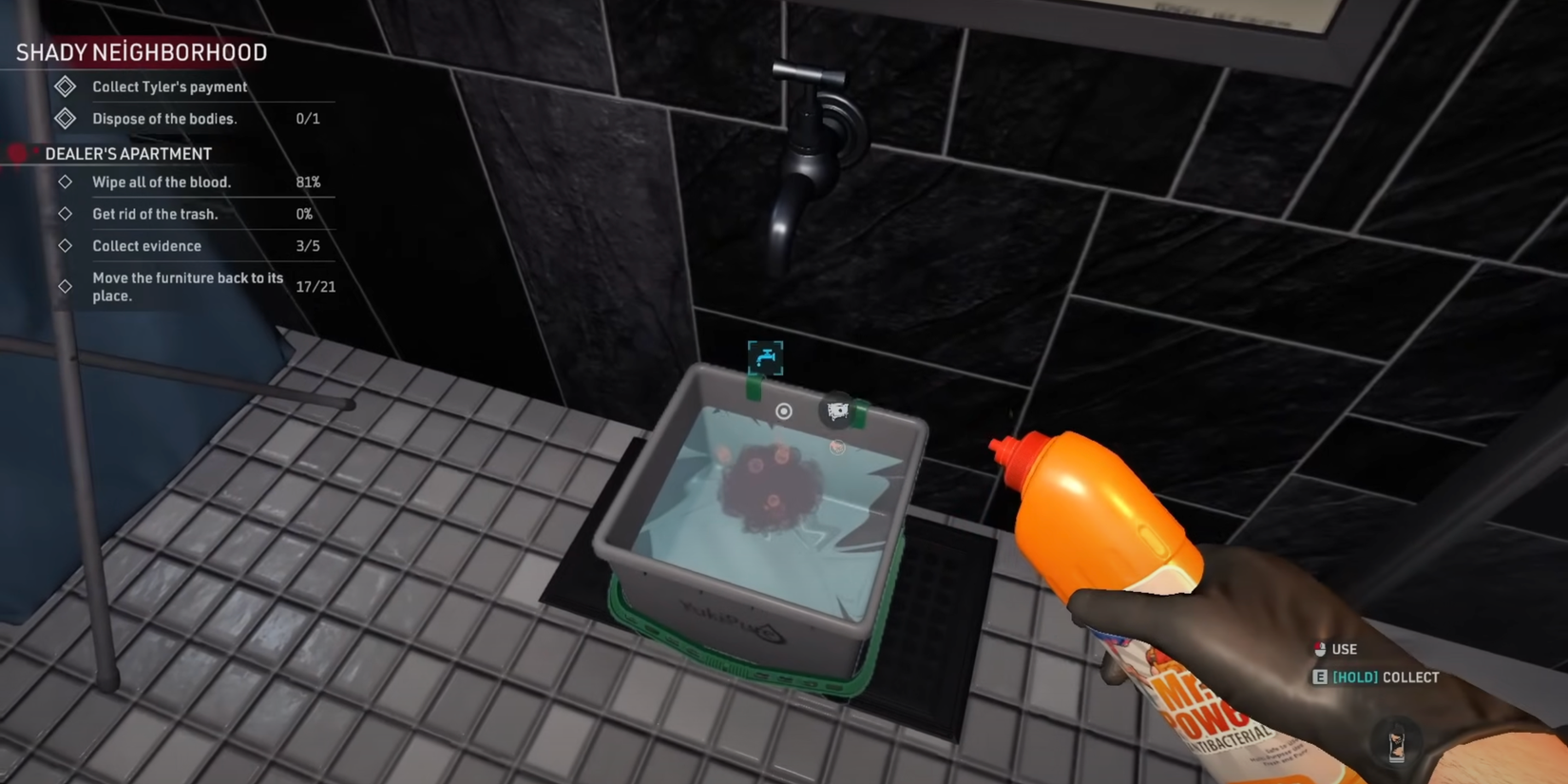 Crime Scene Cleaner detergent in bucket