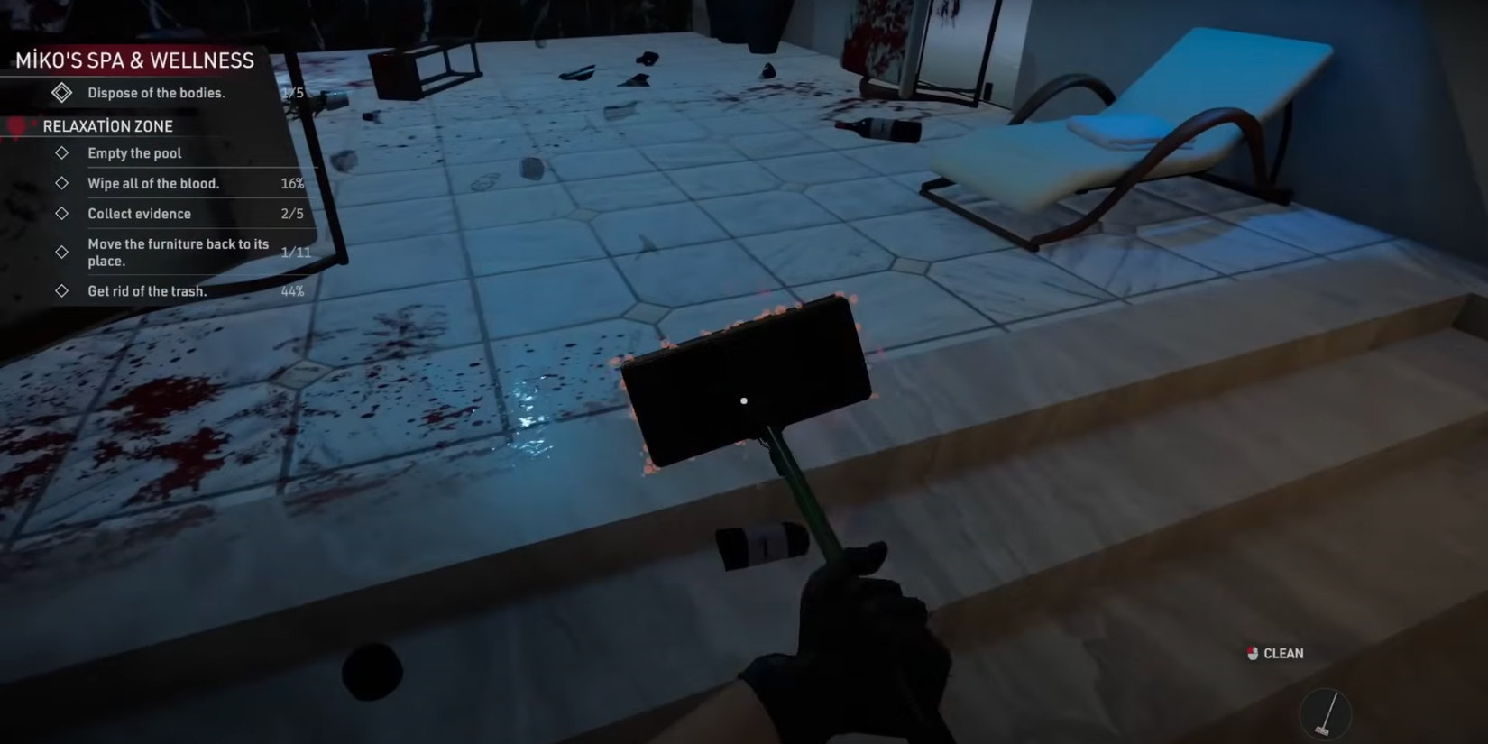 Crime Scene Cleaner mop cleaning blood