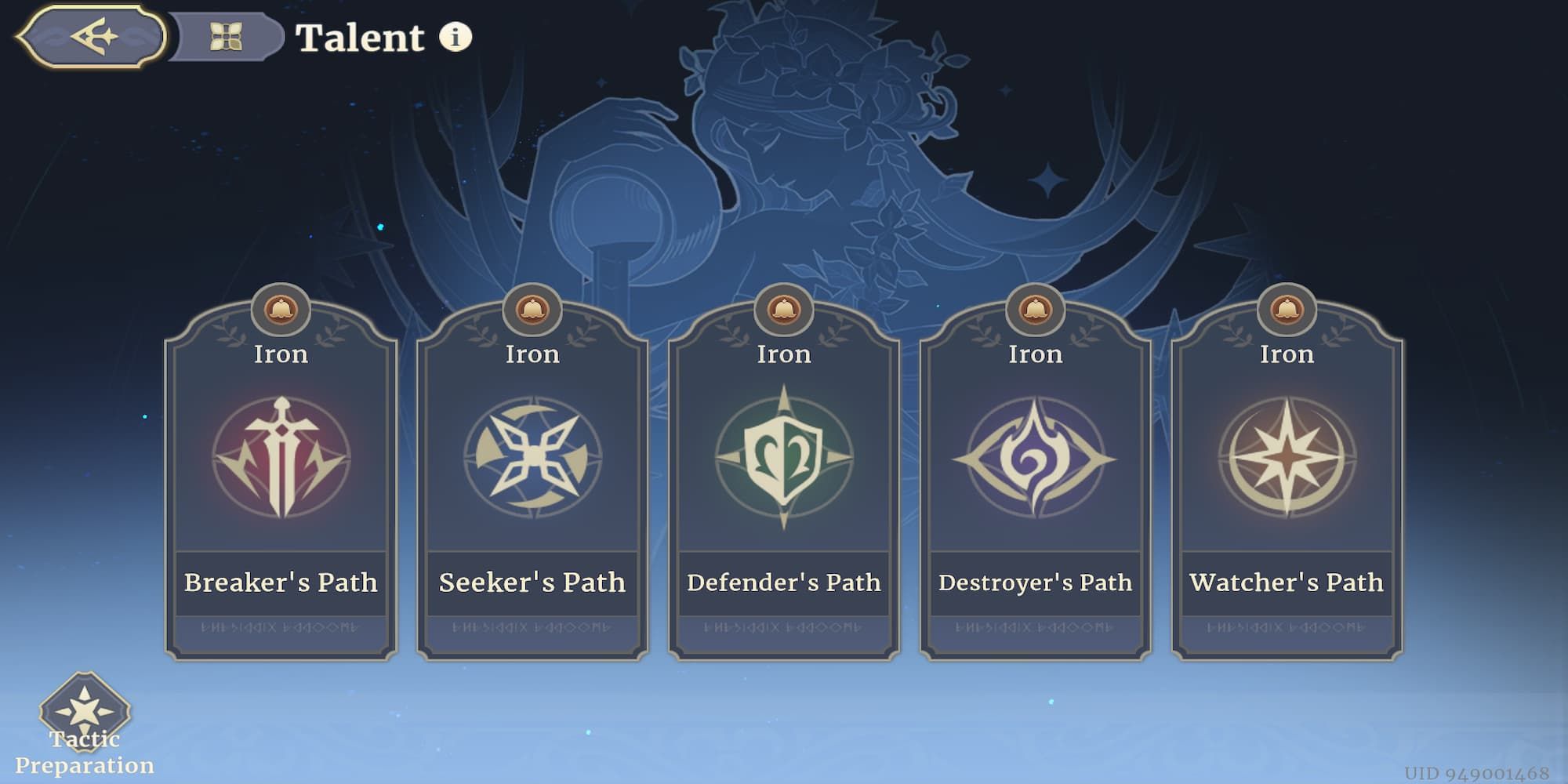 The Talents Menu 