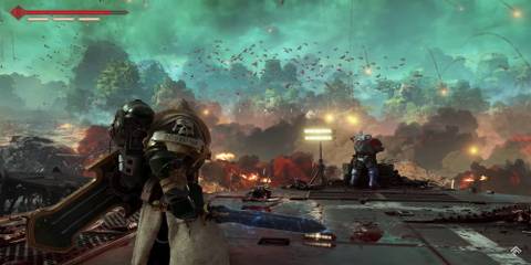 A Space Marine Holding A Power Sword & Shield