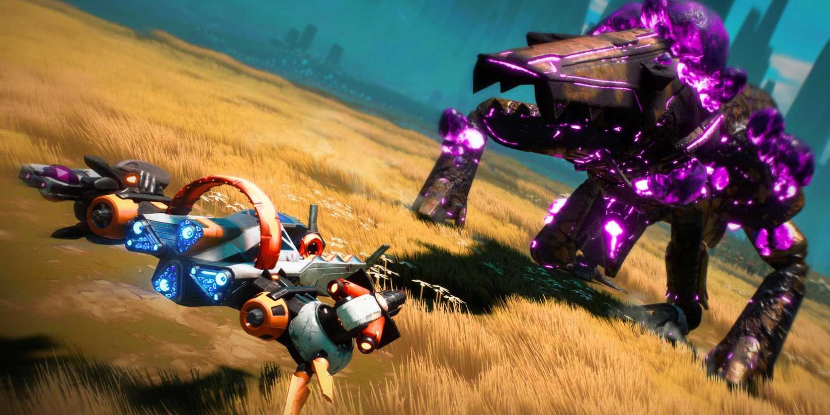 Screenshot of a player ship taking on an enemy in Starlink Battle For Atlas