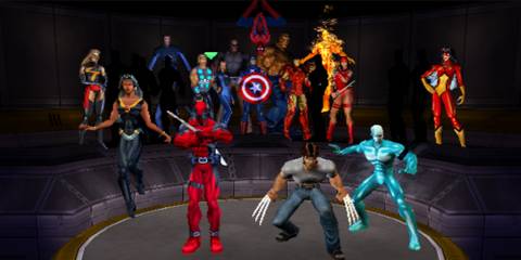 Screenshot of Storm, Deadpool, Wolverine, and Iceman in Marvel Ultimate Alliance