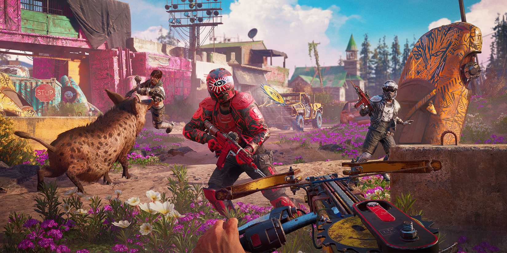 Screenshot of the main protagonist fighting punks in Far Cry: New Dawn