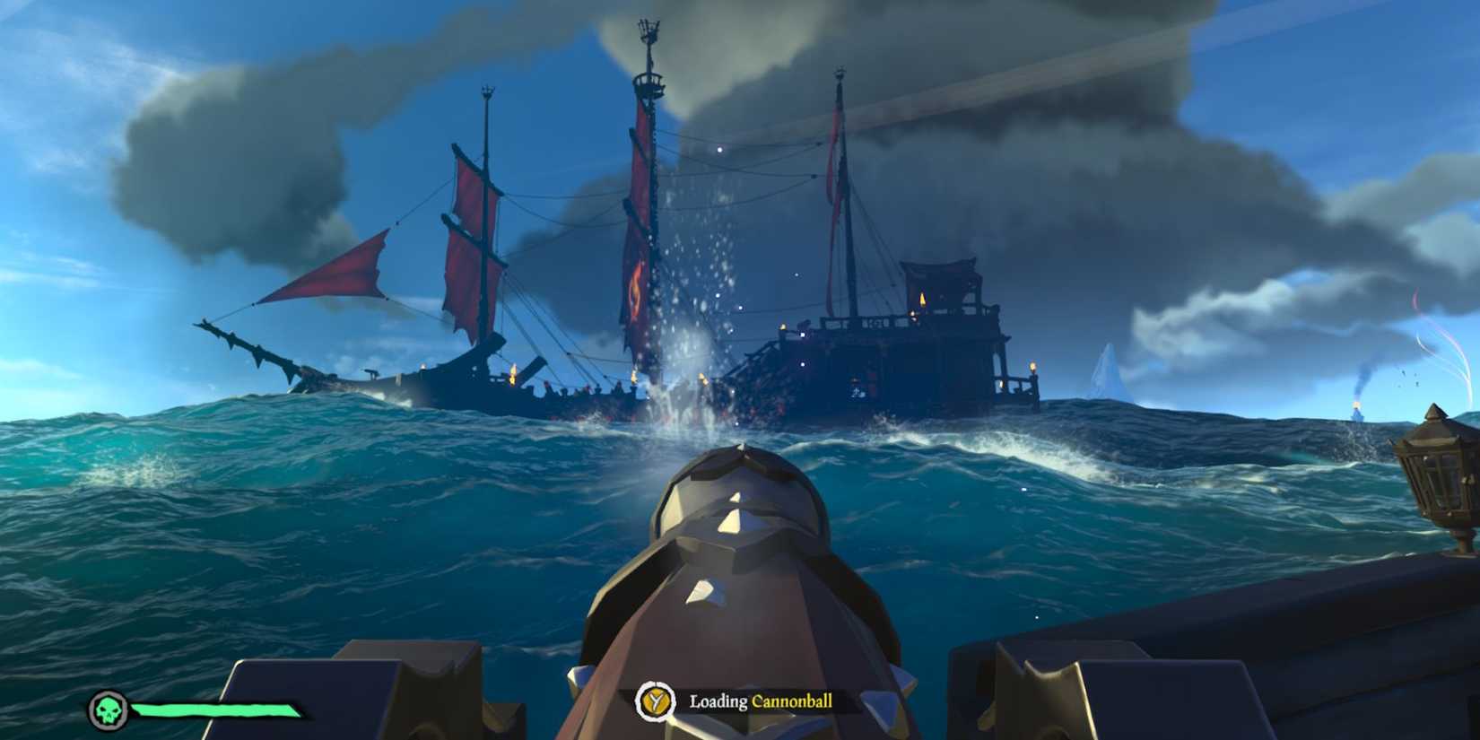 sea of thieves shooting the burning blade with cannonballs