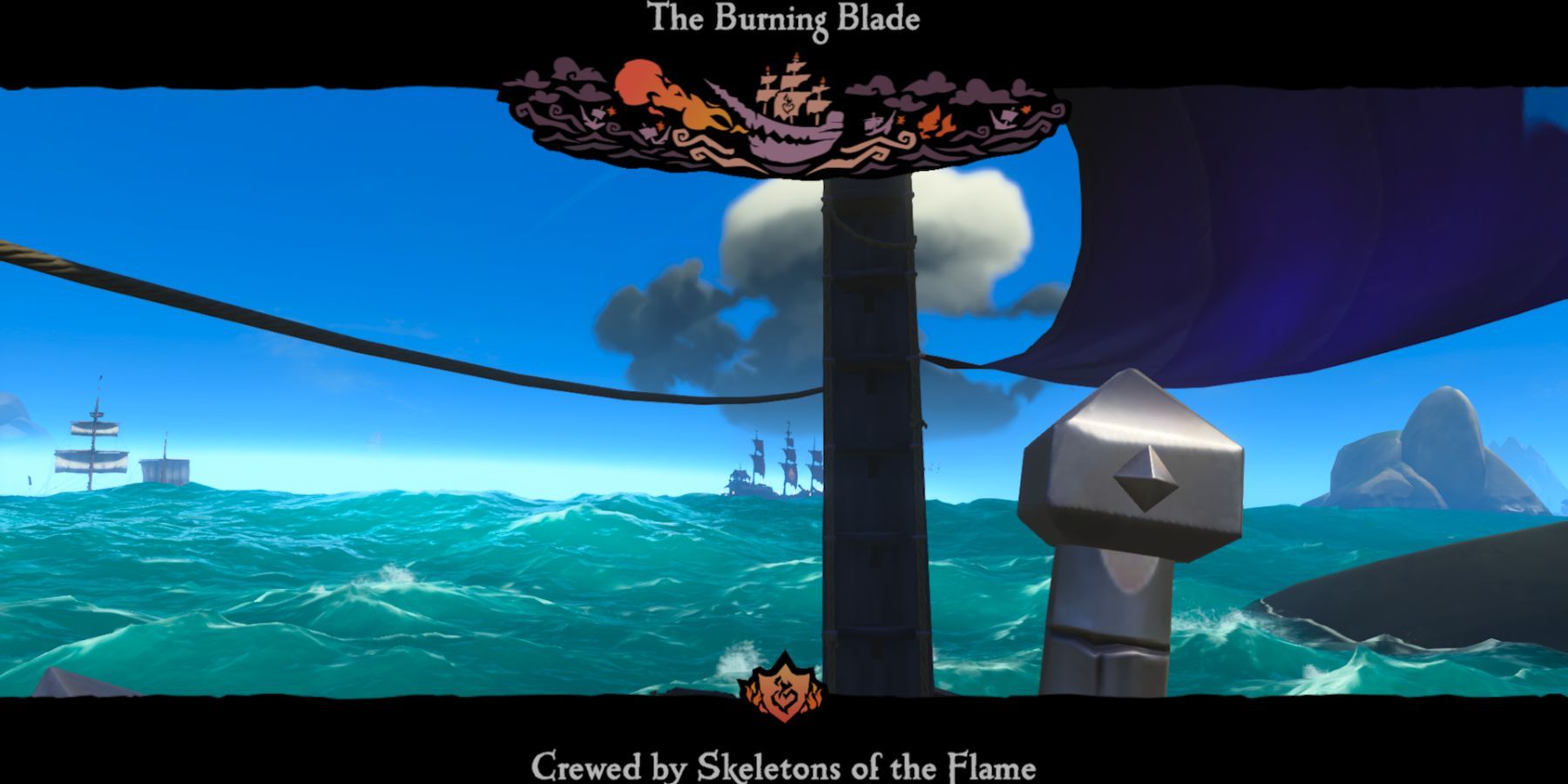 sea of thieves the burning blade world event crewed by skeletons of flame notification