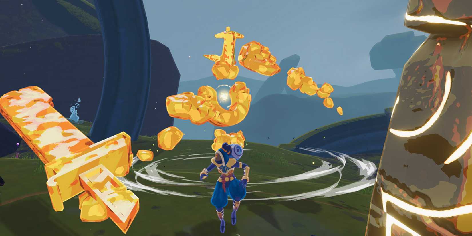 Seeker Fighting Gilded Golem