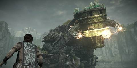 Shadow of the Colossus, looking at a colossus