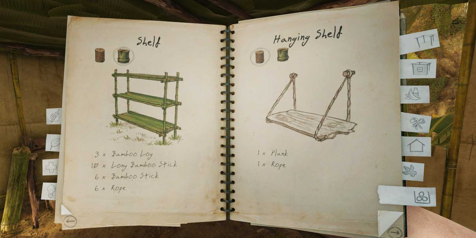 Shelf and hanging shelf crafting instructions in Grell Hell