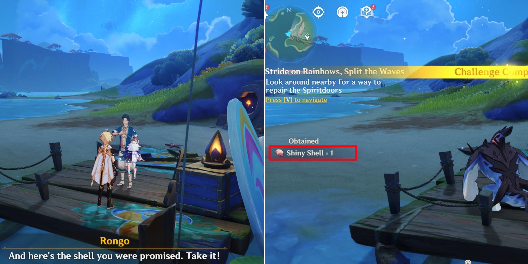 Shiny Shells Location In Stride on Rainbows, Split the Waves Quest - Genshin Impact