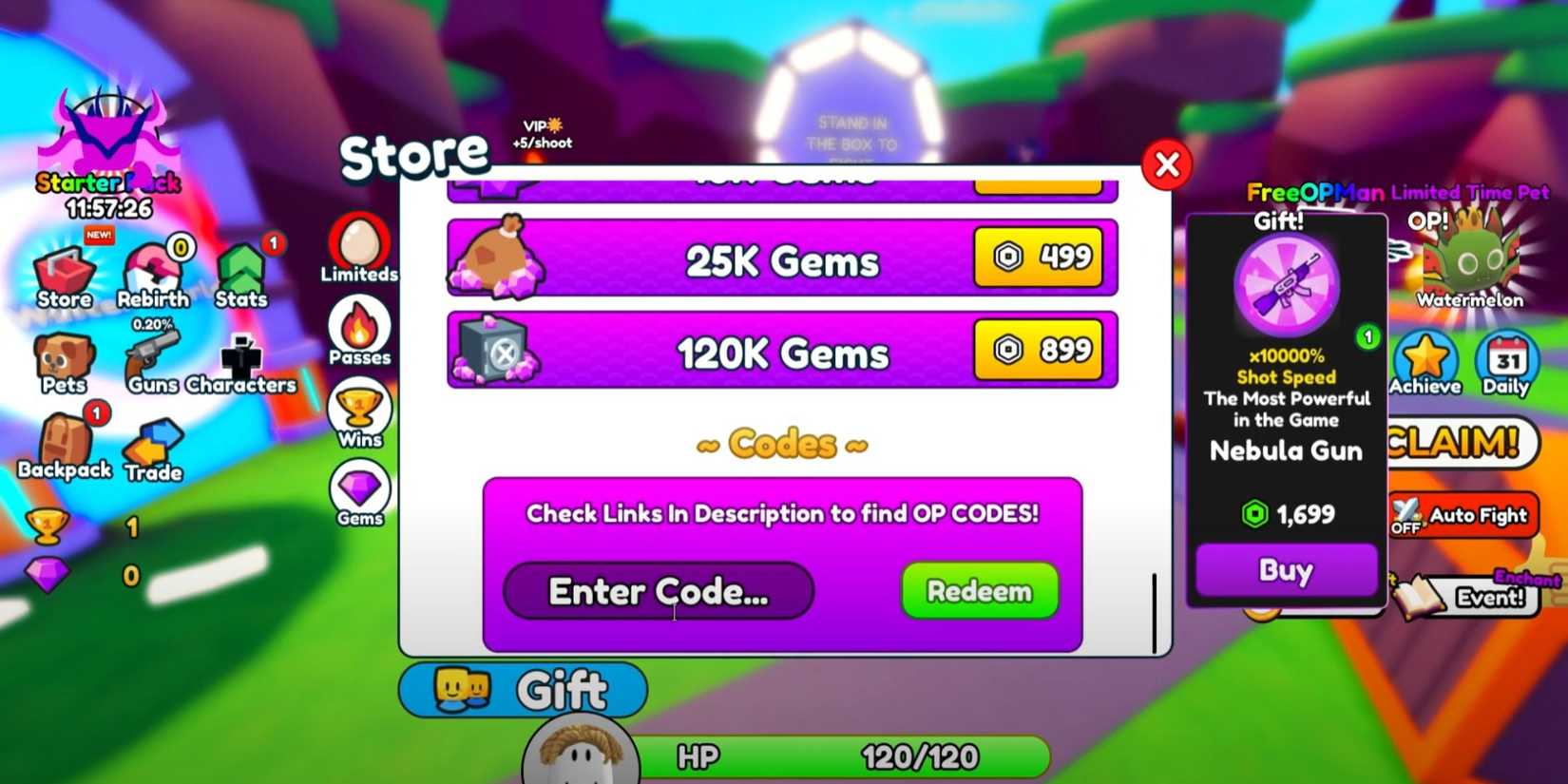 Shoot Toilet Simulator the codes tab