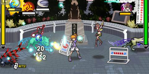 Shooting enemies with magic in The World Ends With You