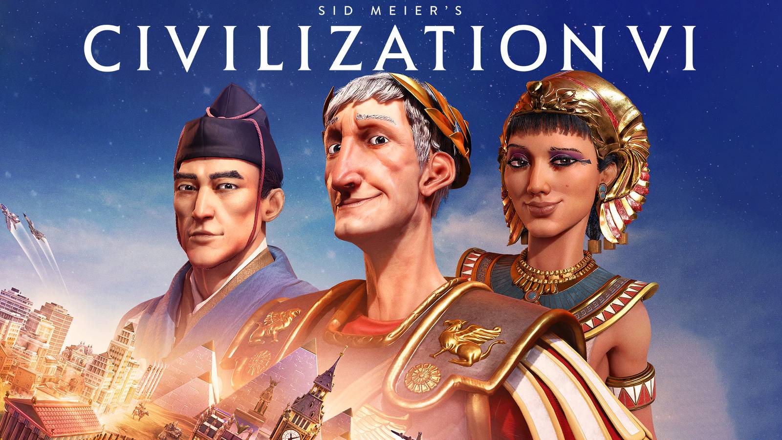 Sid Meier's Civilization 6 key art 2x1 crop with white game logo composite