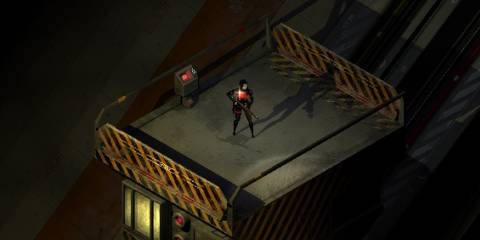 Elster taking the service lift to the lower levels