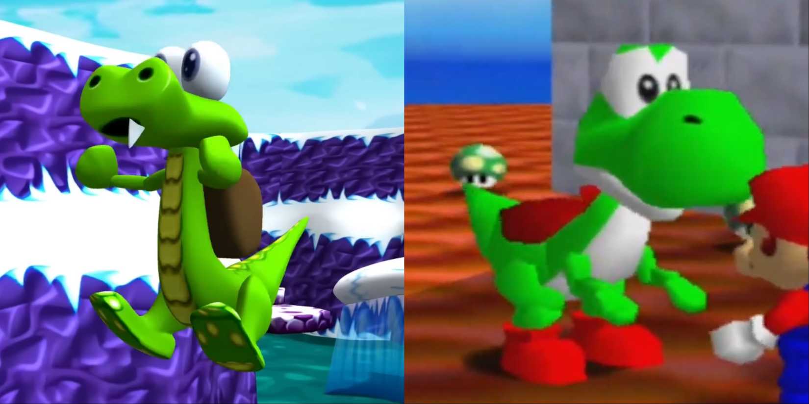Split image of Croc Legend Of The Gobbos and Super Mario 64