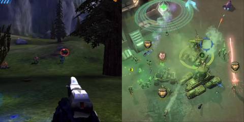 Split image of Halo Combat Evolved and Halo Wars