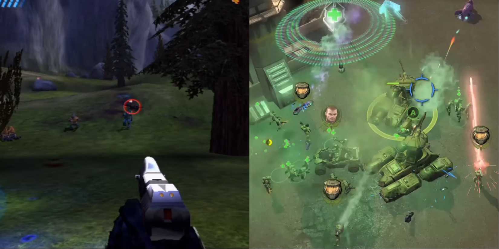 Split image of Halo Combat Evolved and Halo Wars