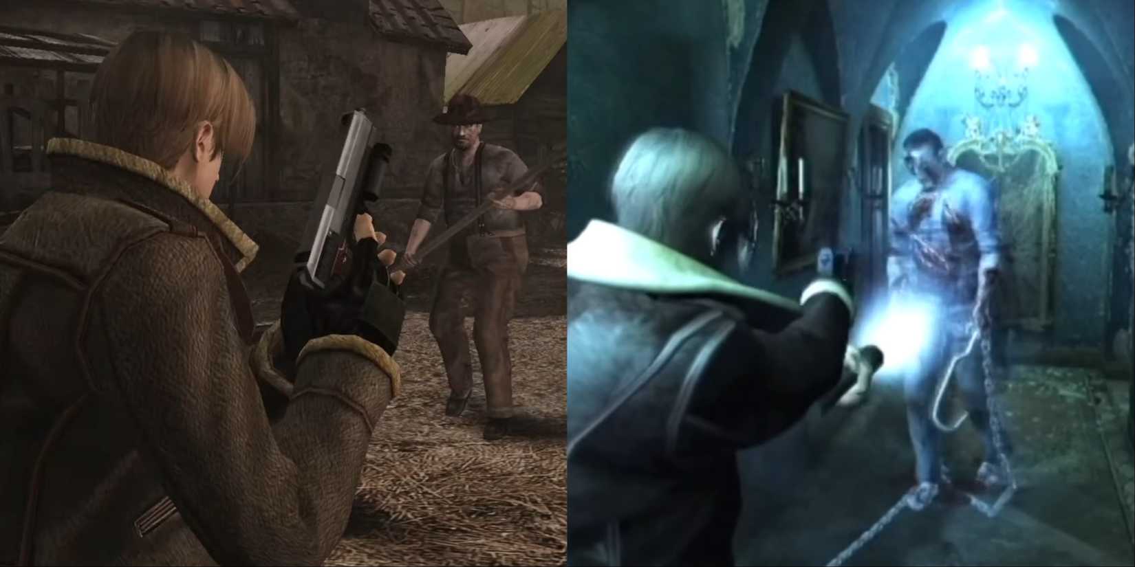 Split image of Resident Evil 4 and the original Resident Evil 4 test footage