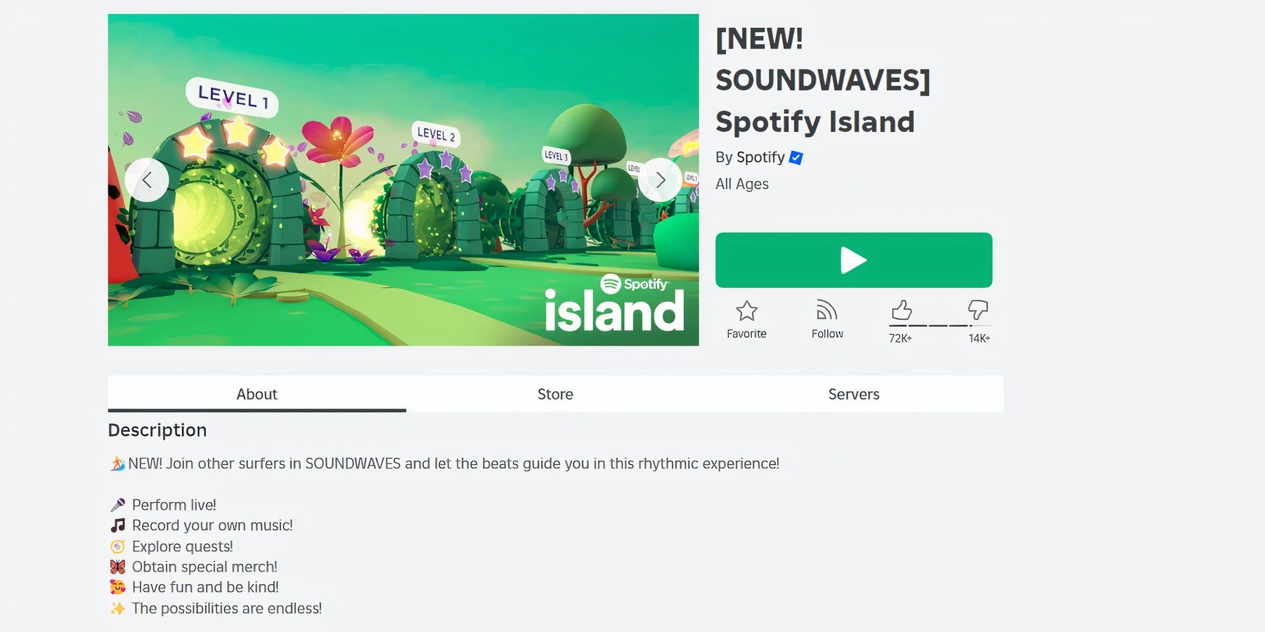 Spotify Island on Roblox Play Button