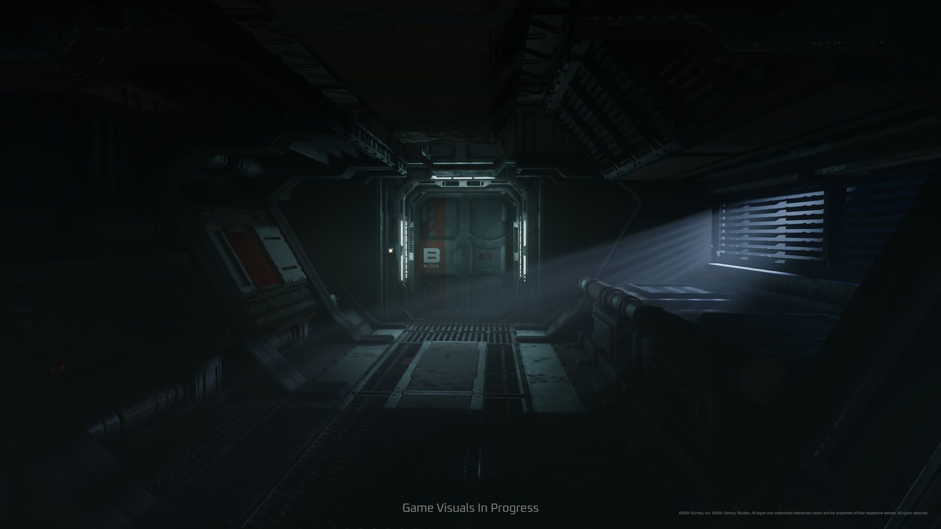 A dark hallway in Alien: Rogue Incursion