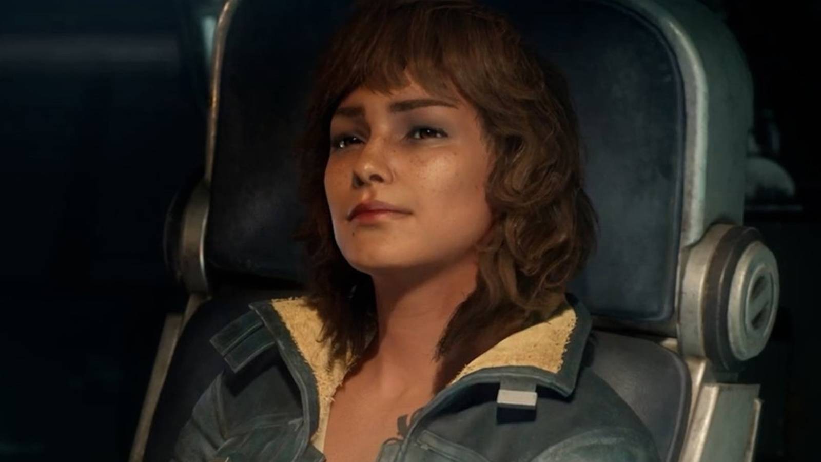 Kay Vess sitting in a chair in Star Wars Outlaws