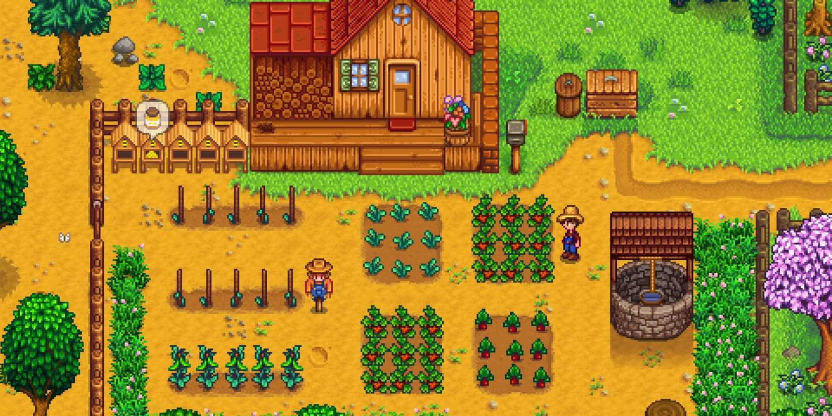 A screenshot showing a player's farm in Stardew Valley.
