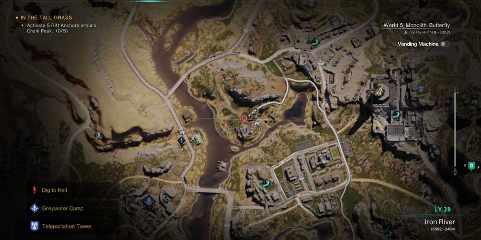 Screenshot showcasing the Startrace Ore node location in Depleted Oil Well in Once Human