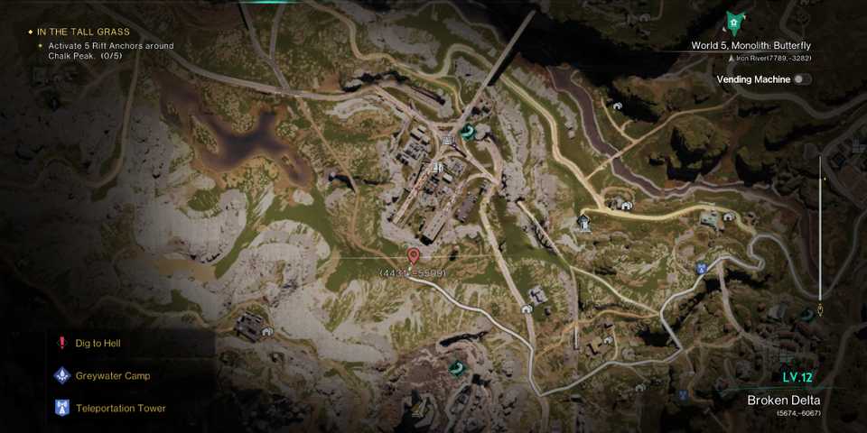 Screenshot showcasing the Startrace Ore node location near Eastern Railway Junction in Once Human