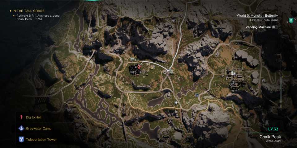 Screenshot showcasing the Startrace Ore node location near Grandma Nina's Diner in Once Human 