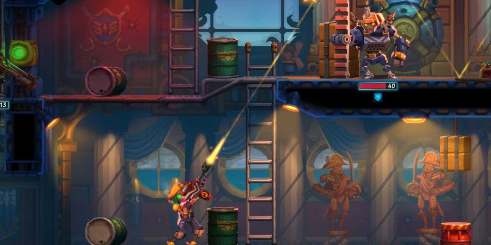 steamworld heist 2 Daisy Clutch Lining Up A Sniper Shot Against A Dieselbot