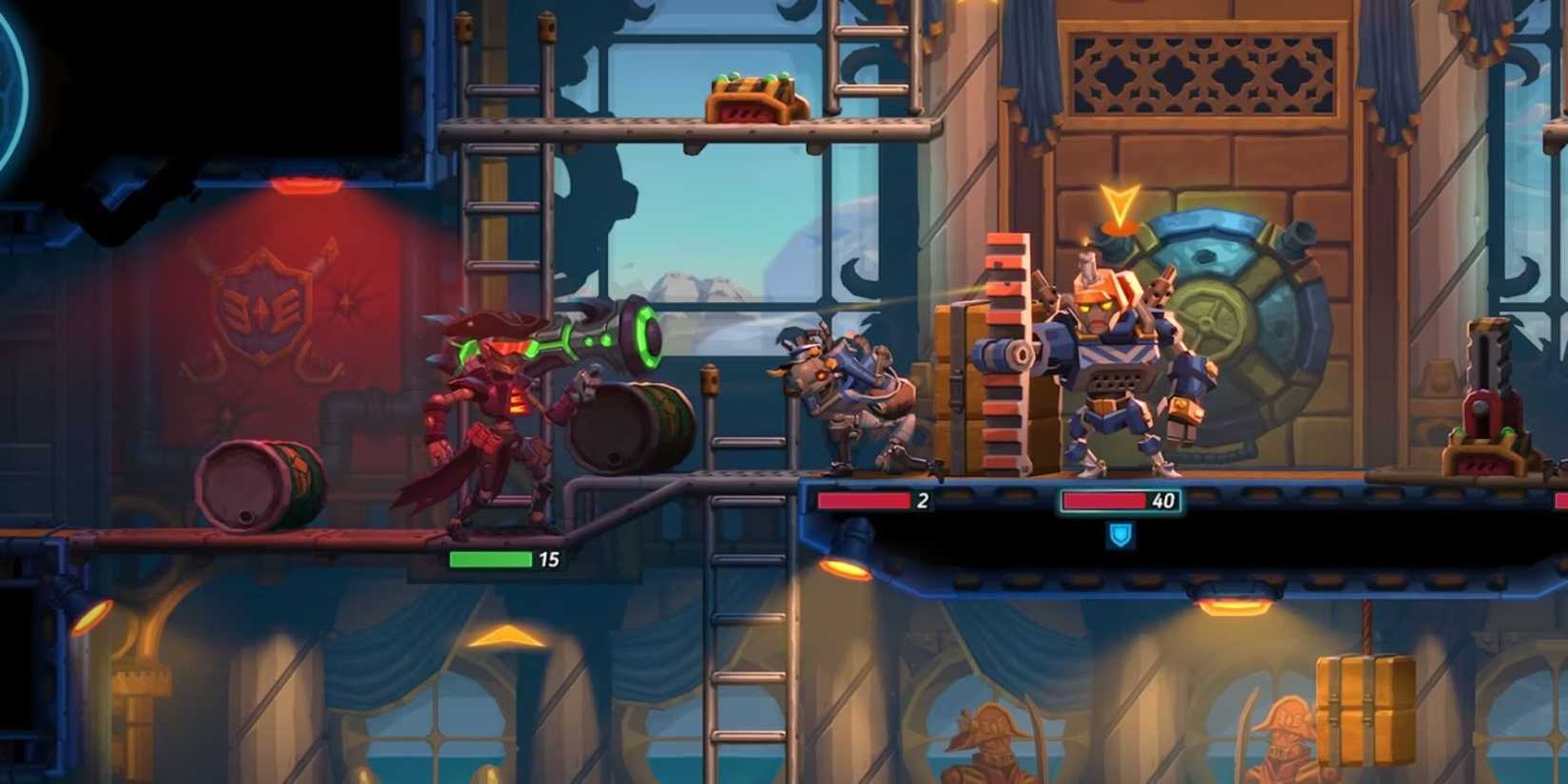steamworld heist 2 Judy Wrench Lining Up Some Explosives Against An Enemy Group