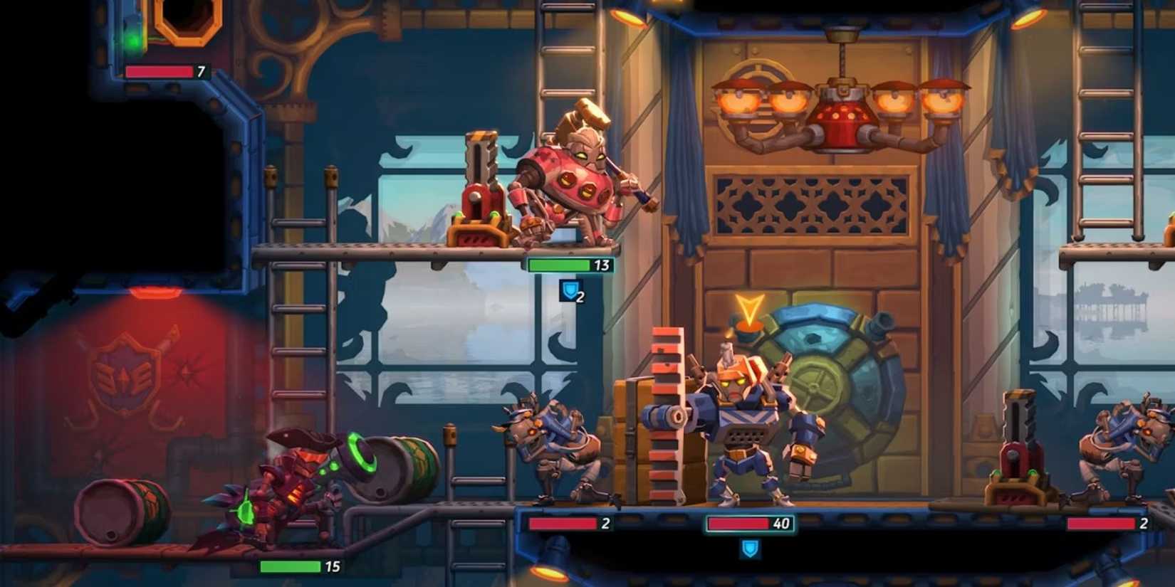 steamworld heist 2 Rosa Rivet Looking Over An Outlook At Enemy Dieselbots