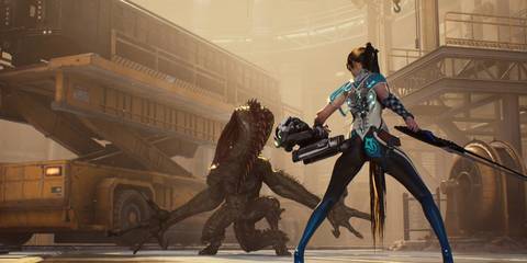 Stellar Blade Eve fighting an enemy