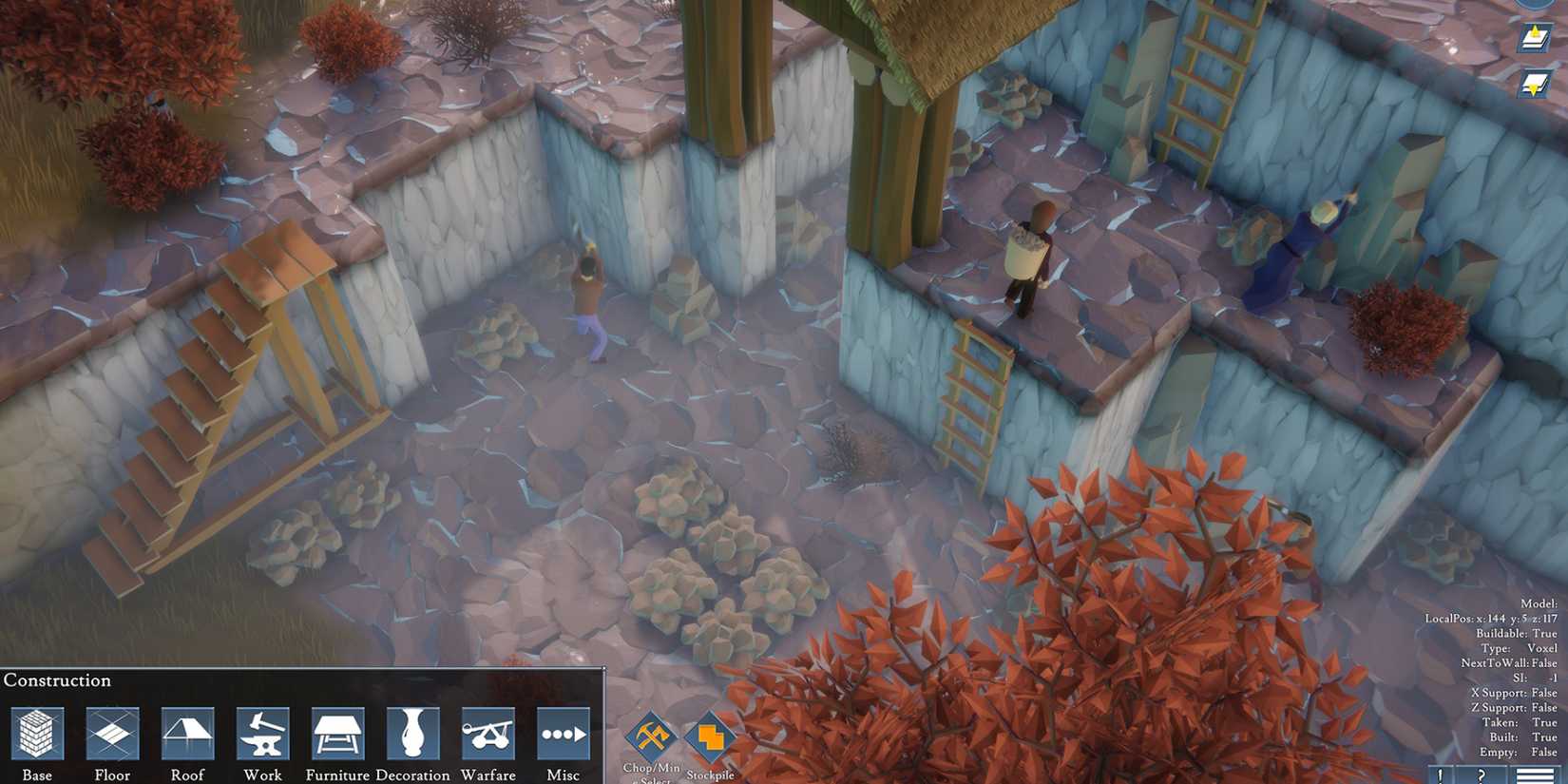 Stone fortifications and wooden structures in Going Medieval