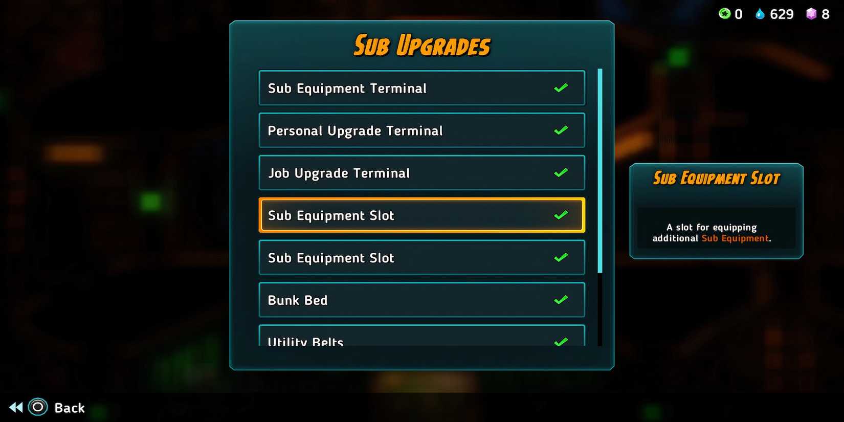 Sub Equipment Slot sub upgrade in SteamWorld Heist 2
