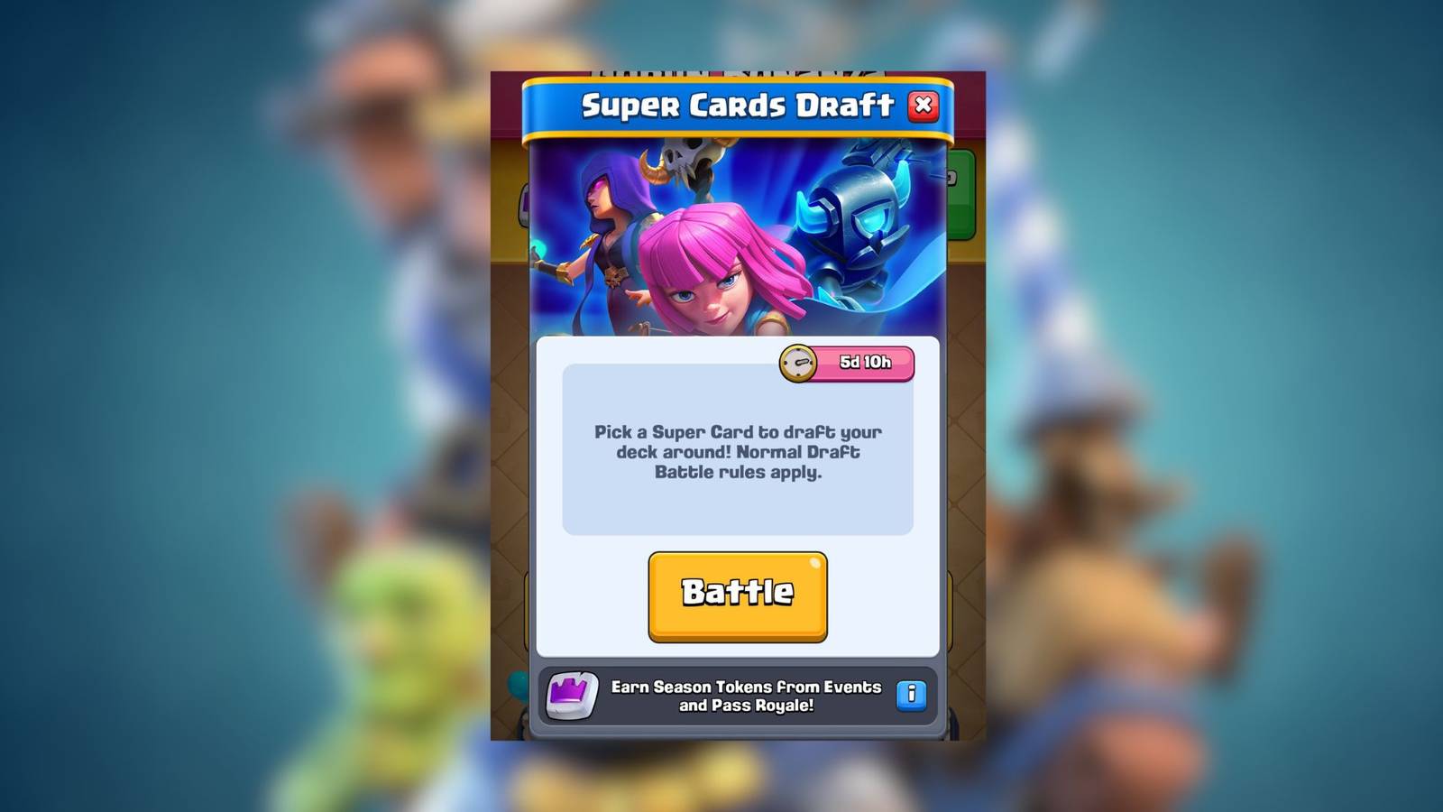super cards draft clash royale 