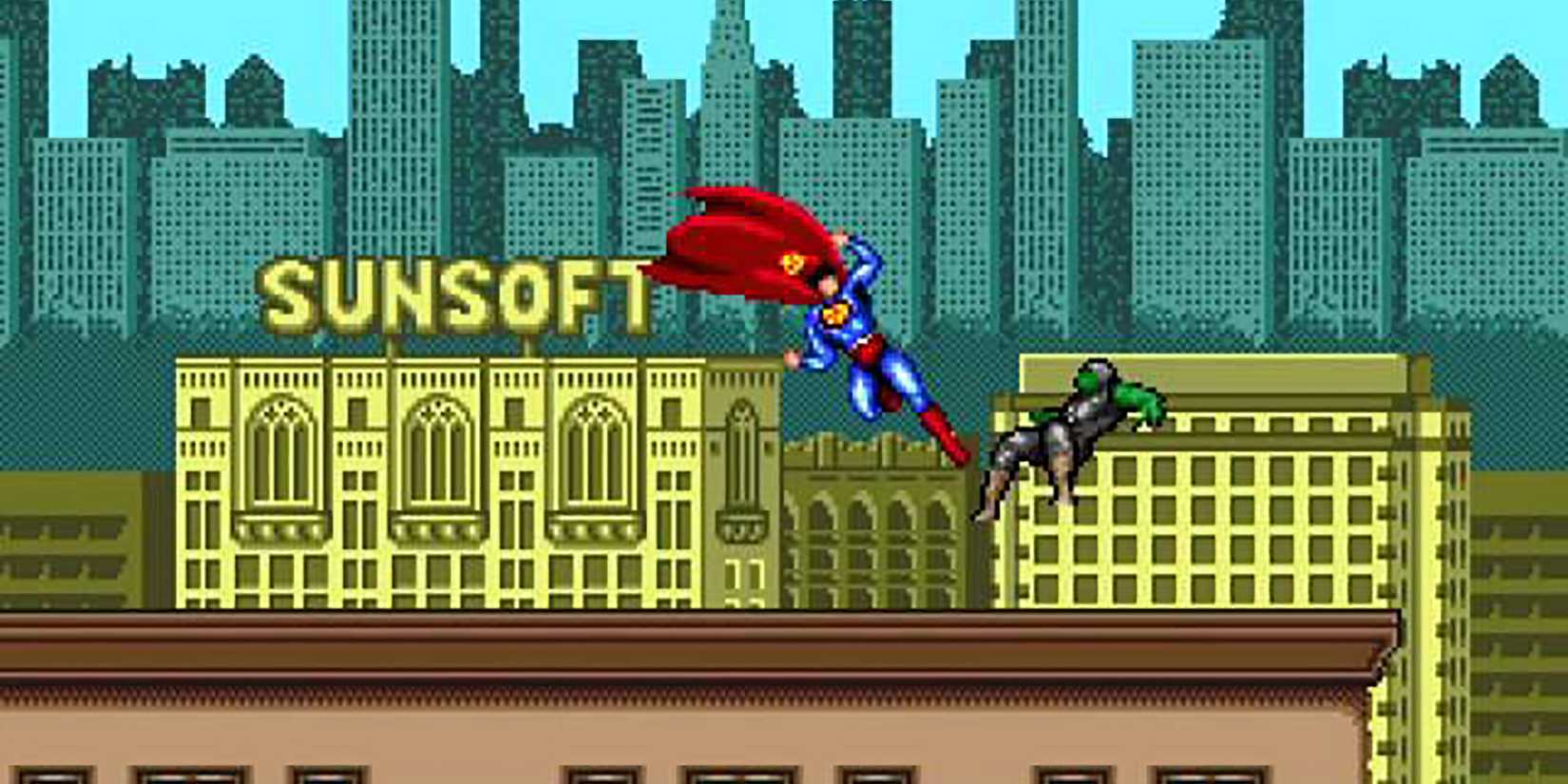 Superman kicking an enemy in Superman 1992 Game