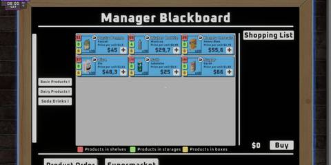 Manager Blackboard in Supermarket Together
