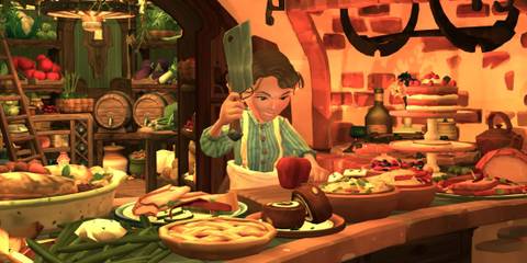 A hobbit preparing food in Tales of the Shire