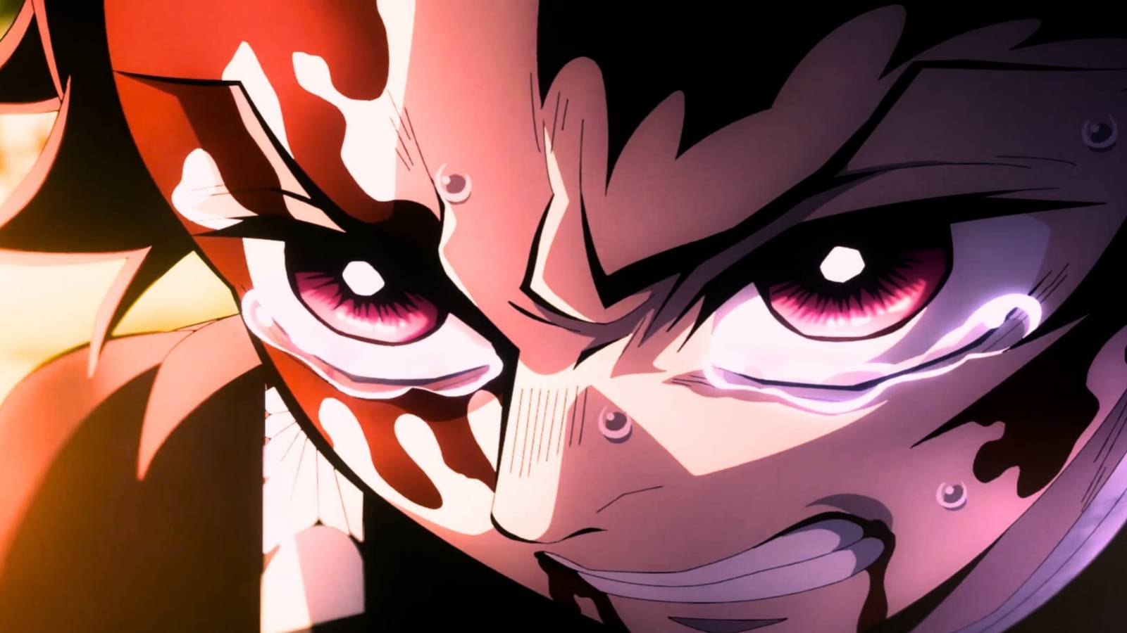 Tanjiro snarling in Demon Slayer