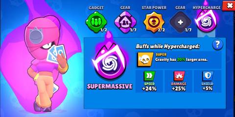 A display of Tara's hypercharge stats in Brawl Stars