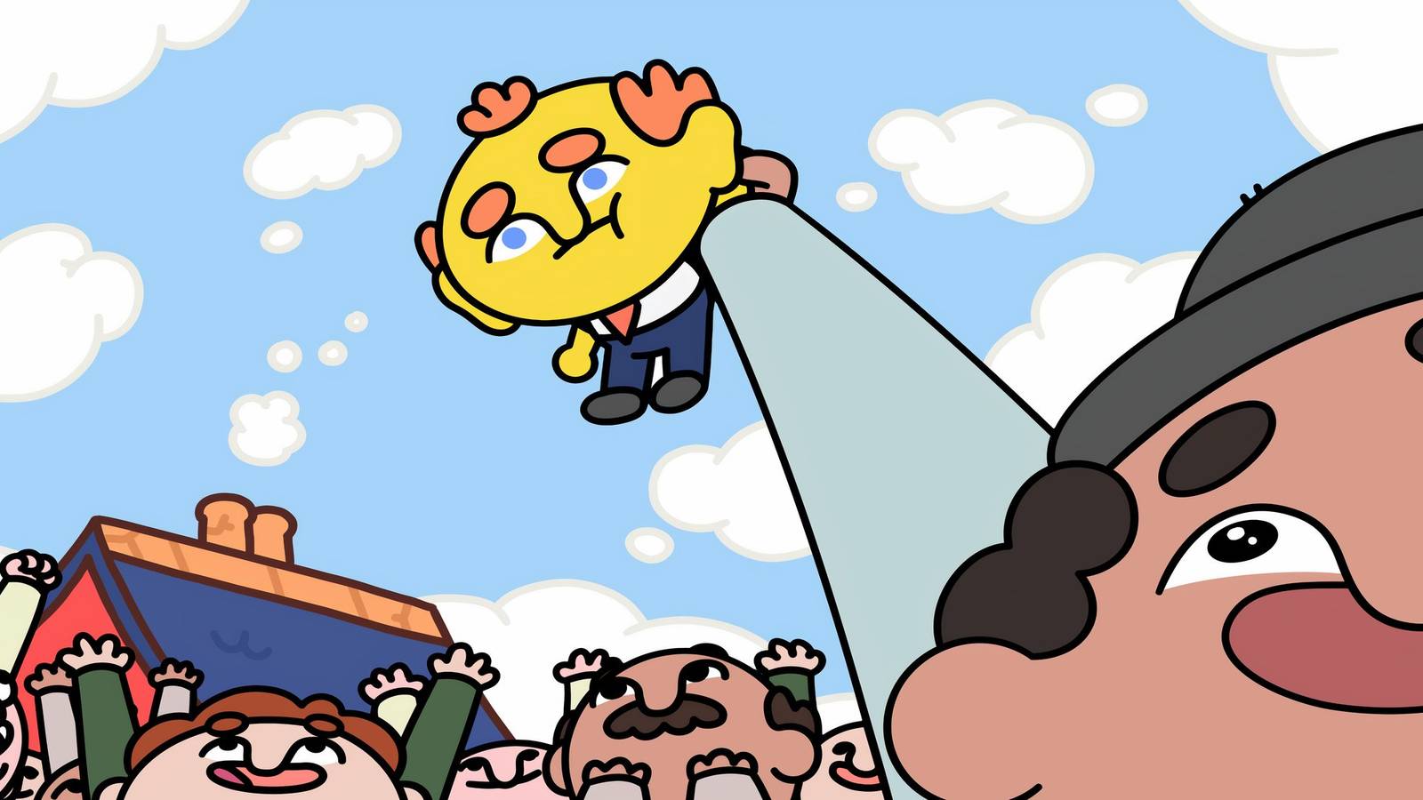 thank goodness youre here salesman being held